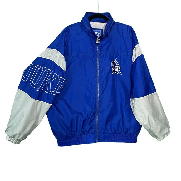 Starter Jacket Duke Blue Devils‎ Vintage 90s Packable Hood Blue Grey Korea XL