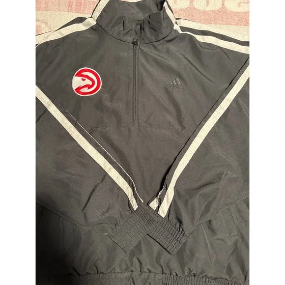Adidas Atlanta Hawks Member Pullover Jacket Men's Gray Track Zip Top L