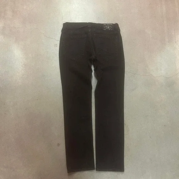 True Religion men's black geno jeans slim straight embroidered y2k 36
