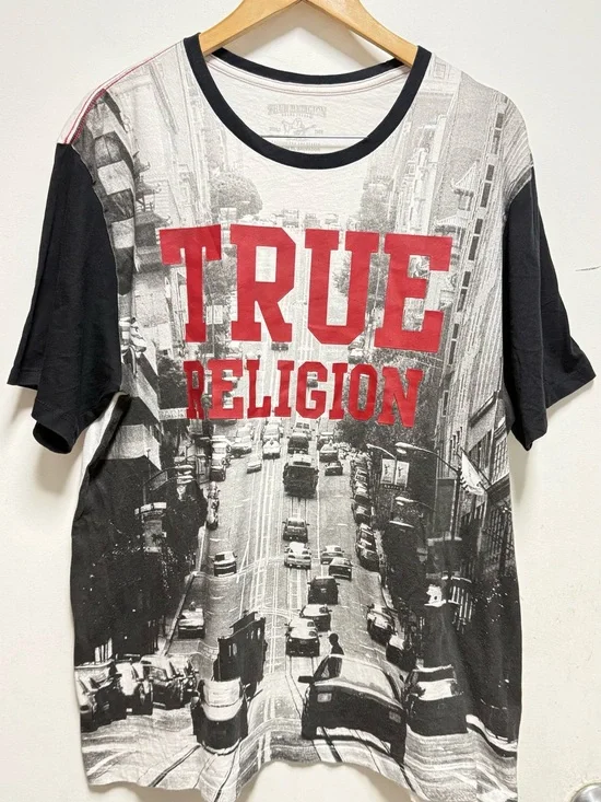 True Religion Black, White & Red Graphic Short-Sleeve Tee