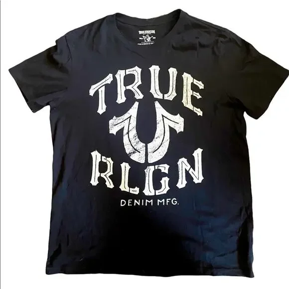 True Religion World Tour Graphic SHIRT Mens XXL Black Short Sleeve Comfy Unisex