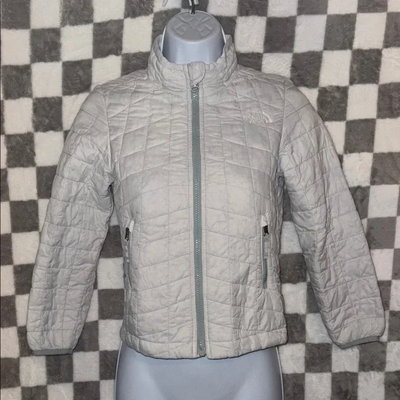 The North Face Gray Puffer Jacket with Stand-Up Collar Youth Size 8