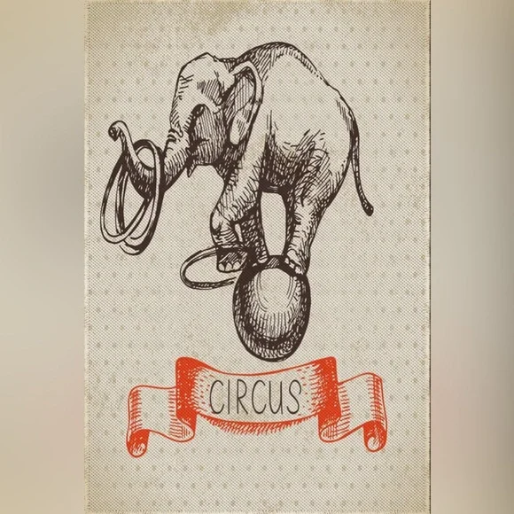 Vintage wall tapestry Dancing Elephant Circus Vintage Backdrop,8 x 5,