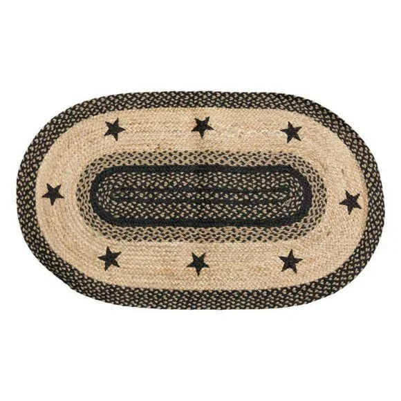 New Country Black Star woven Rug - 48 inch