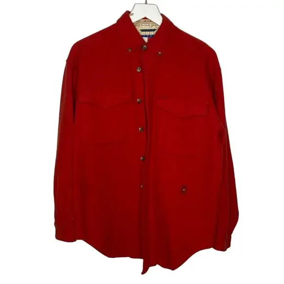 Vintage Tommy Hilfiger Red Wool Blend Shirt Jacket - Men's Size M