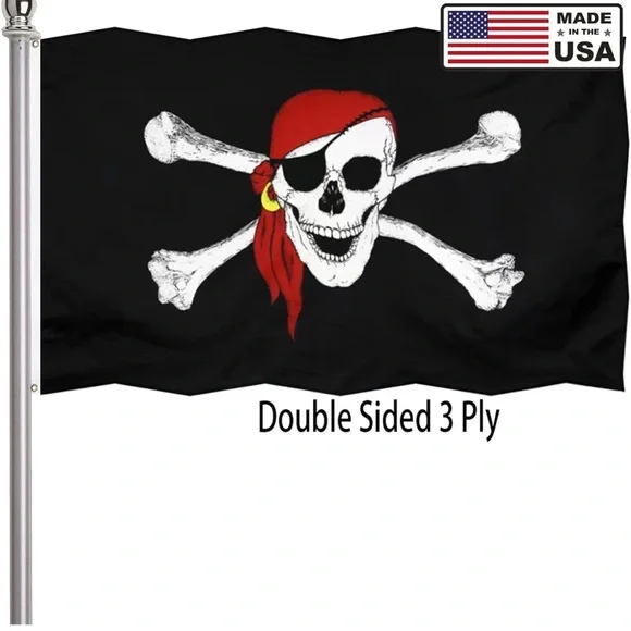 Pirate Jolly Roger Bandana Flag 3x5 Outdoor Double Sided 3 Ply-Vivid Color