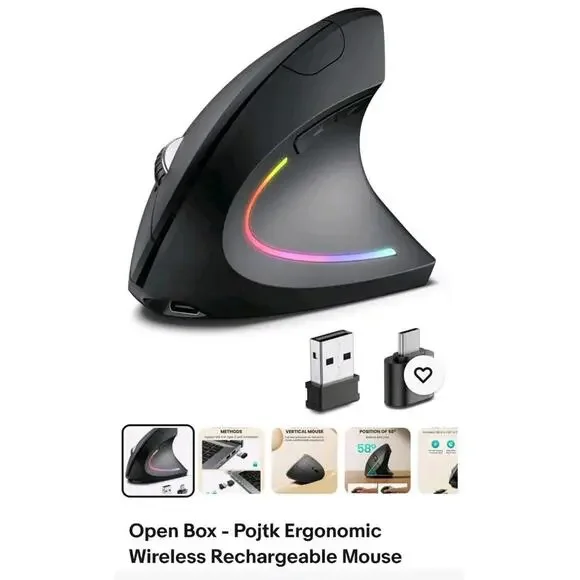 🔥 Pojtk Ergonomic Wireless Rechargeable Mouse New🔥
