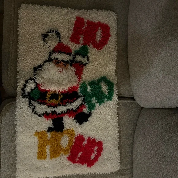Vintage Latch hook rug Santa Ho Ho Ho