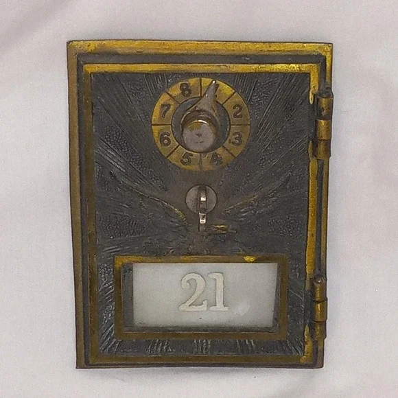 Vintage Mailbox Door Combination Lock‎ Apartment Number 21 Brass Metal