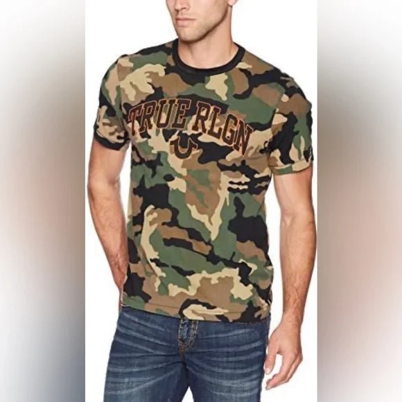 True Religion Logo Camo T-Shirt Size L/G
