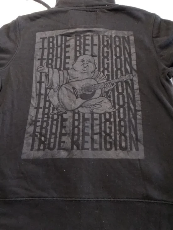 True Religion Black Zip-Up Hoodie W/Great Back Hit , L , $44