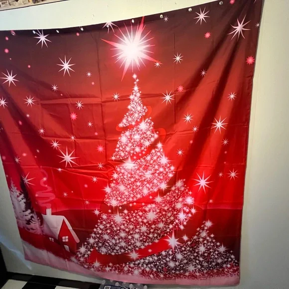 Festive Red Christmas Shower Curtain