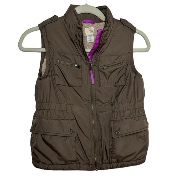 CREWCUTS Girls Puffer Vest fleece lined size 10 girls zip up vest stretch waist