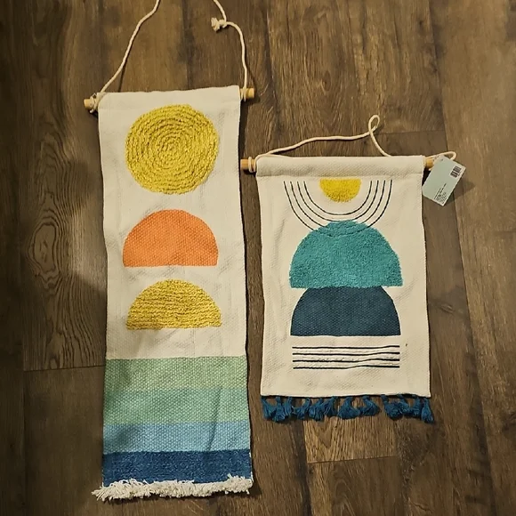 2 NWT Colorful Geometric Wall Hangings Tapestry Hobby Lobby Bohemian Home Decor