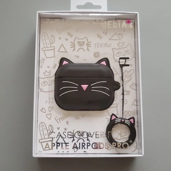APPLE Airpods Pro Black Cat case cover NWT