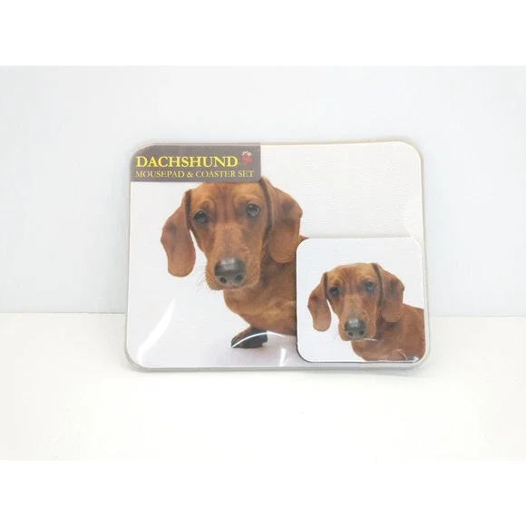 Mouse Pad Coaster Set Tan Brown Dachshund Doxie Wiener Dog Lot