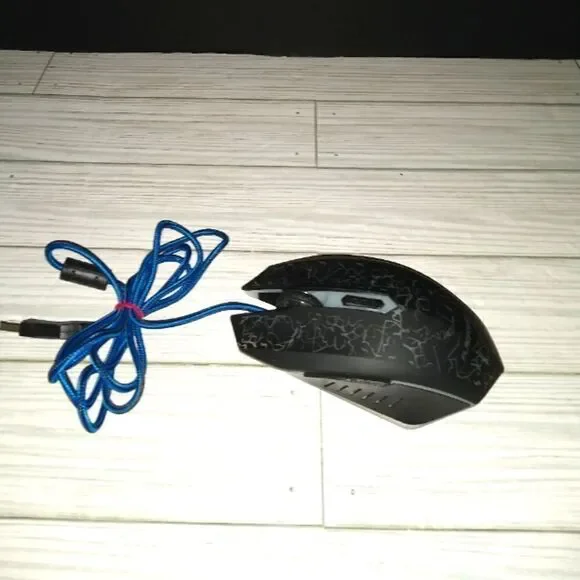 CPI Flagpower USB Wired Optical Gaming Computer Laptop Mouse Blue Cord