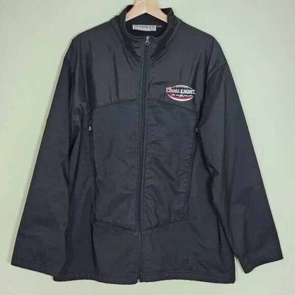 Ironhead Coors Light Silver Bullet Jacket Mens XL Black Fleece Lined Pockes VTG