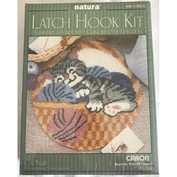 Cat Nap Latch Hook Craft Kit Natura Caron 24