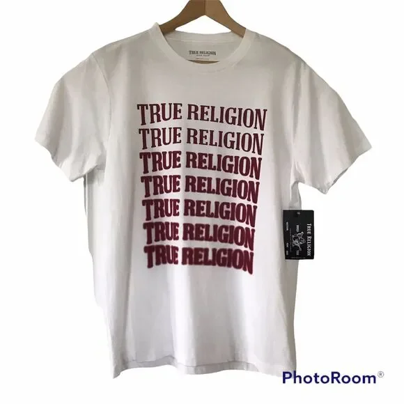 True Religion Mens Descending Arch Short Sleeve Tee White Size Large $59