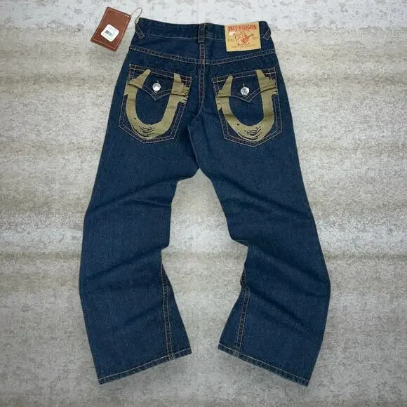 Vintage Y2K True Religion Jeans 30x32 Relaxed Flare Dark Wash Made in USA