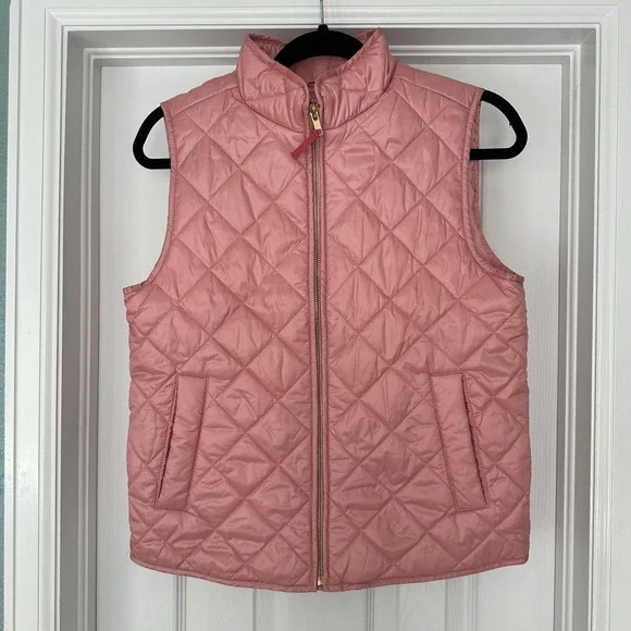 Crewcuts Pink Quilted Puffer Vest Kids XL Zip Front Pockets‎ Stand Collar
