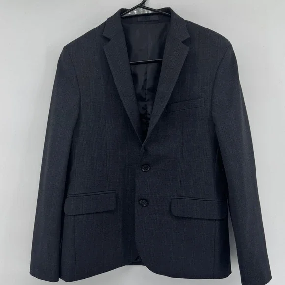 Reaction Kenneth Cole Techni Cole Boys Blazer Suit Jacket‎ Gray Plaid Size 16R