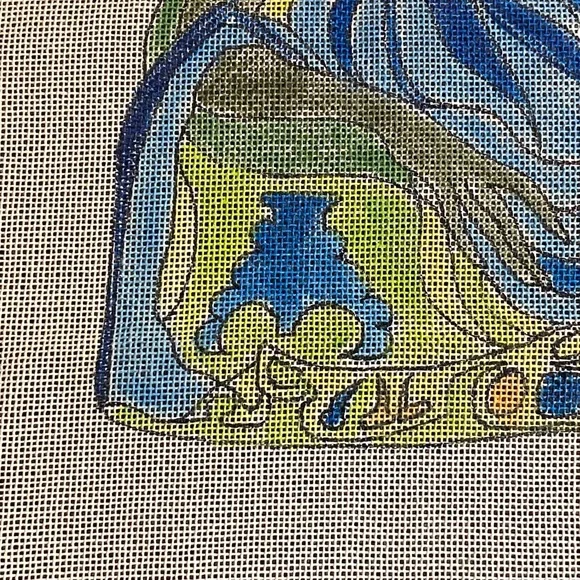 Abstract Reclining Woman and Cow Tapestry in Blue & Green