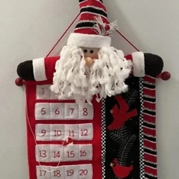 Ended Christmas Handmade Advent Calendar Count Down To Santa Felt Wall Hanging.