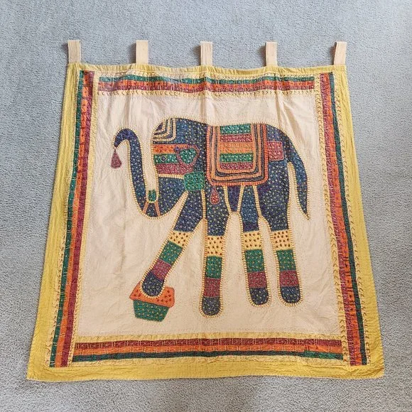 EUC Handmade elephant tapestry in earth tones 47