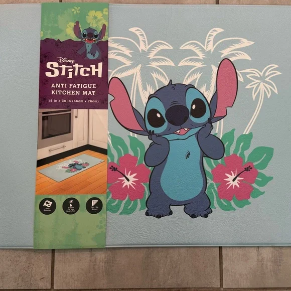 Disney Blue and Pink Stitch Anti-Fatigue Kitchen Mat