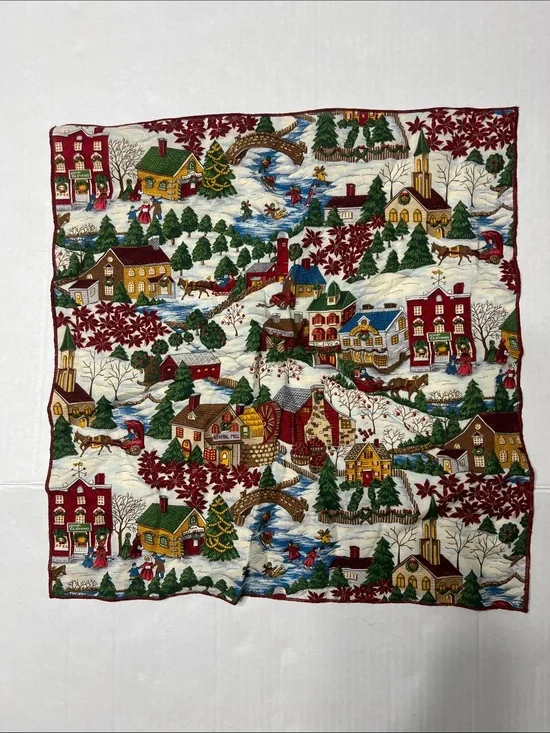 Holiday Village Decorative Fabric Panel - Red/Green