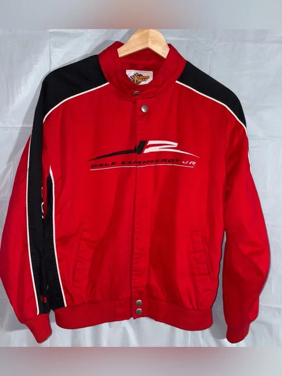 Winner’s Circle Dale Earnhardt Jr NASCAR Racing Jacket Youth Sz 14/16 Red Black