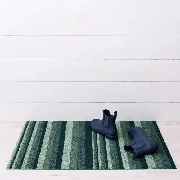 Chilewich Shag Indoor/Outdoor Mat, 2' x 3' Wave Stripe Green