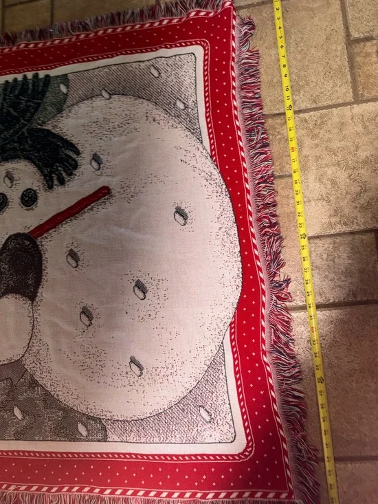 Vtg American Greetings Snowman Tapestry Throw Blanket 50