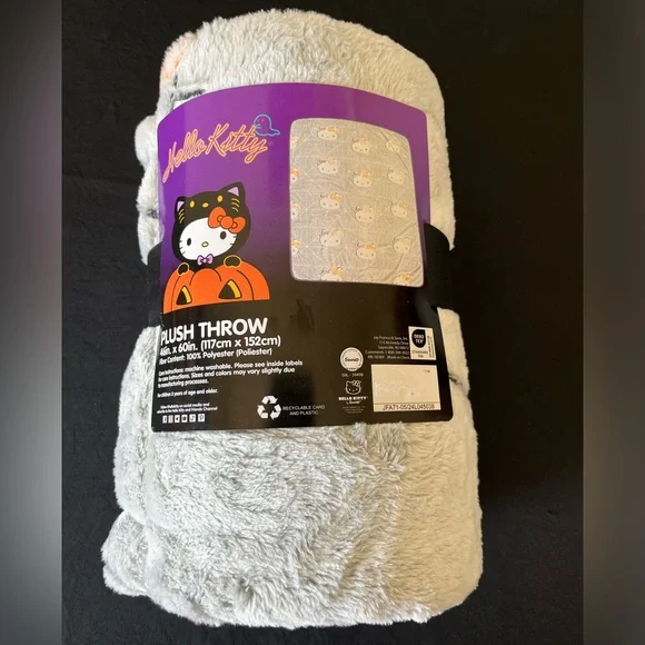 NEW 2024 Hello Kitty Halloween Blanket Throw Sanrio Grey 46 In x 60