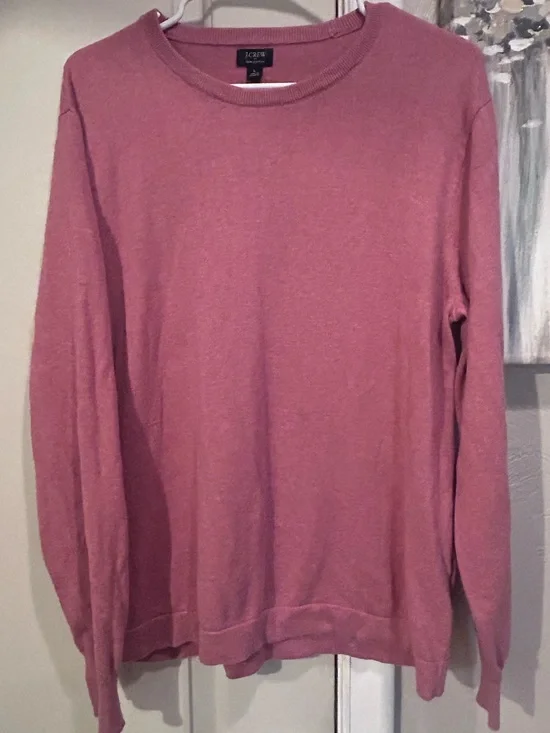 J. Crew Cotton Crewneck Sweater in Rose Pink