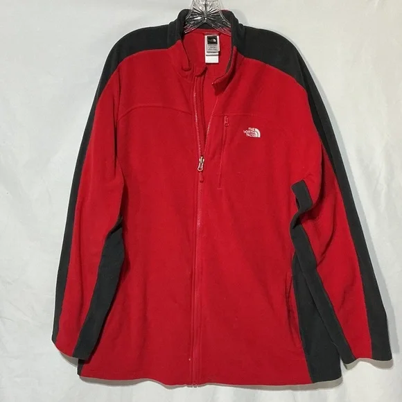 The North Face Men's Red Full Zip Fleece Jacket Sz XXL