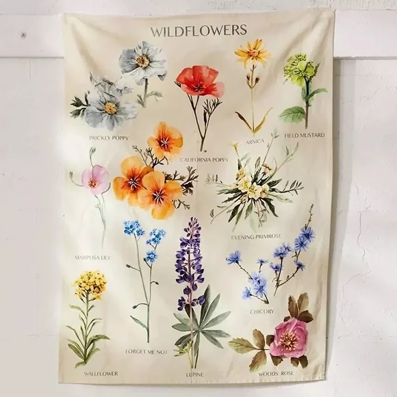 Vintage Botanical Floral Tapestry Wall Decor