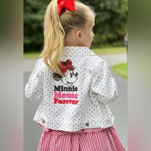 DISNEY Minnie Mouse Jean Jacket in Polka Dot - size 9/10