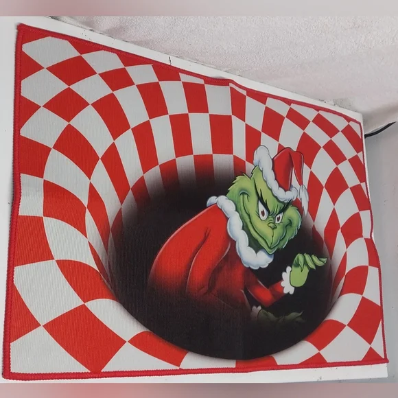 3D Illusion Grinch Christmas Novelty Doormat Holiday Decoration Rug 19x31”