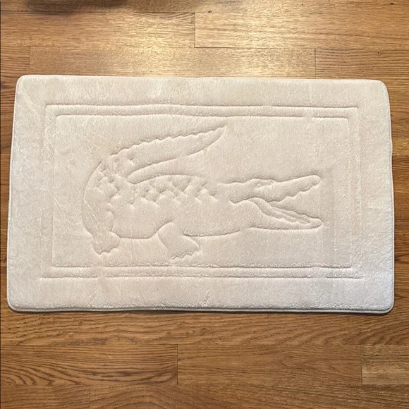 Lacoste Cream Door Mat with Textured Crocodile Accent