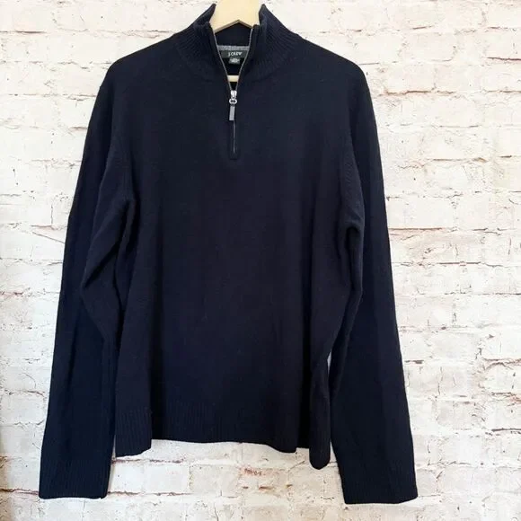 J. Crew mens lambs wool 1/4 zip vintage sweater