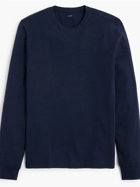 J. Crew Men’s Navy Waffle-Knit Crewneck Sweater
