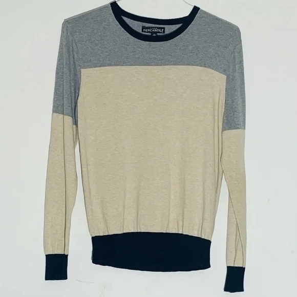 J. Crew Men's Colorblock Sweater - Gray and Cream Sz S