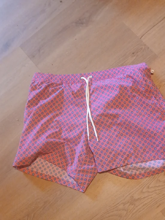 J. Crew Pink Geometric Drawstring Swim Trunks