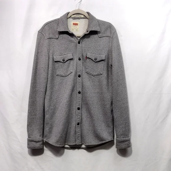 Levi's Knit Shacket Mens S Gray Casual Comfy Retro 90s Y2K