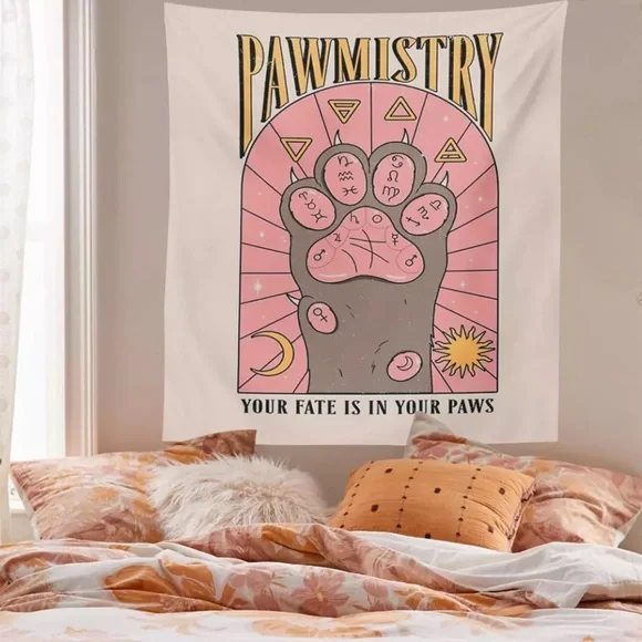 Tarot Cat Pawmistry Tapestry Wall Decor