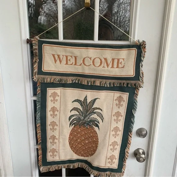 Welcome Pineapple Tapestry Wall Hanging Throw Afghan