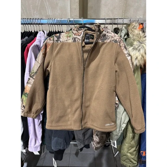 Forge Outfitters Kids Brown Camo Fleece Full Zip Jacket‎ Size L 10/12 Hunting